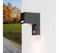Licht-Erlebnisse Lámpara de pared para exterior con detector de movimiento aluminio vidrio en antracita IP44 casa jardín ancho: 7 cm sensor GU10 moderna lámpara de pared para exterior