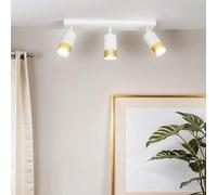 Licht-Erlebnisse Lámpara de techo blanca, dorada, foco de techo 3 llamas, foco de techo, flexible, L:39,5 cm, dirigida, cocina, pasillo, lámpara de techo GU10