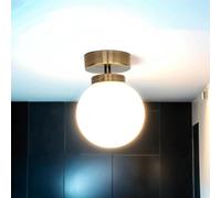 Licht-Erlebnisse Lámpara de techo bola de baño metal vidrio en latón 1x G9 intercambiable lámpara de techo interior para pasillo de baño iluminación atemporal compacta