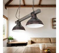 Luminex Lámpara colgante Hakon de 2 luces marrón óxido/madera natural