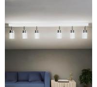 Licht-Erlebnisse Lámpara de techo Foco de metal en cromo blanco 6 luces GU10 móvil W: 90 cm orientable pasillo cocina salón Lámpara de techo escandinava
