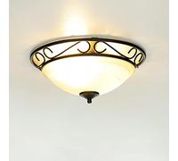 Licht-Erlebnisse Lámpara de techo interior ATHENA estilo rústico de cristal blanco alabastro negro Plafón para salón dormitorio Foco de techo 2 X E27