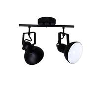 Licht-Erlebnisse Lámpara de techo interior DALLAS 37,6 cm de largo 2xE14 en metal negro estilo retro con 2 Focos Aplique techo para salón cocina pasillo