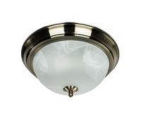 Licht-Erlebnisse Lámpara de techo metal vidrio latón, blanco dormitorio salón pasillo Ø28,5 cm E27 2 luces lámpara de techo redonda Art Nouveau cocina TOP