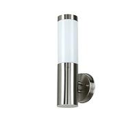 Licht-Erlebnisse Lámpara exterior de acero inoxidable plateada IP44 33 cm Ø8 cm para puerta de entrada terraza y jardín aplique de pared exterior