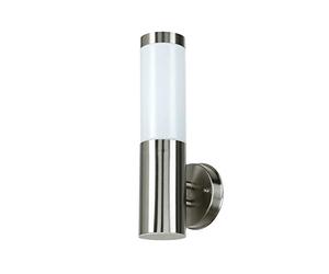 Licht-Erlebnisse Lámpara exterior de acero inoxidable plateada IP44 33 cm Ø8 cm para puerta de entrada terraza y jardín aplique de pared exterior