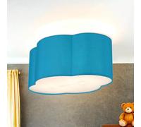 Licht-Erlebnisse Lámpara infantil de nube azul - Lámpara de techo para habitación infantil infantil, 40 cm con revestimiento de tela, 2 bombillas E27, lámpara de techo para habitación de bebé y