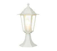 Licht-Erlebnisse PARIS Lámpara de sobremuro exterior de aluminio y cristal blanco E27 IP44 Lámpara de pie estilo rústico para jardín patio