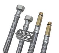 LICHTBLAU 2 mangueras de acero inoxidable resistentes a dobleces, 80 cm, 3/8 pulgadas a M10, adecuadas para agua potable, válvula angular, manguera blindada, grifo de cocina