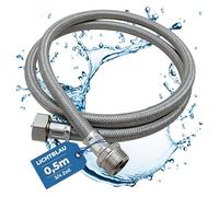 LICHTBLAU Alargador Aquastop de acero inoxidable resistente a dobleces, 0,5 m, conector de 3/4 pulgadas, lavadora lavavajillas, manguera blindada recta/recta, incluye junta, uso universal