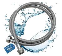 LICHTBLAU Alargador Aquastop de acero inoxidable resistente a dobleces, 1,0 m, conector de 3/4 pulgadas, lavadora lavavajillas, manguera blindada recta/recta, incluye junta, uso universal