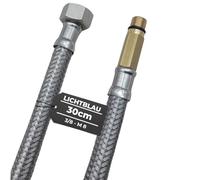LICHTBLAU Manguera de acero inoxidable resistente a dobleces, 30 cm, 3/8 pulgadas a M8 de largo, adecuada para agua potable, válvula angular, manguera blindada, grifo de cocina