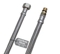 LICHTBLAU Manguera de acero inoxidable resistente a dobleces, 35 cm, 3/8 pulgadas a M8 corta, adecuada para agua potable, válvula angular, manguera blindada, grifo de cocina
