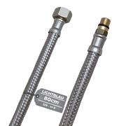 LICHTBLAU Manguera de acero inoxidable resistente a dobleces I 80 cm I 3/8 pulgadas a M8 corto I adecuado para agua potable grifo de esquina válvula blindada manguera grifo cocina