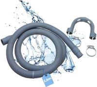 Lichtblau manguera de desagüe lavadora lavavajillas I Longitud 2,5 m I Set completo incl. estribo y abrazaderas de manguera I tubo de drenaje de agua aplicación universal independiente de fabricante