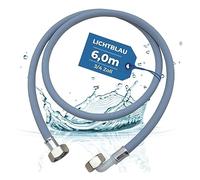 Lichtblau Manguera de entrada para lavadora y lavavajillas 2984, tamaño 6 m, manguera de agua con rosca de metal, ángulo de 3/4 pulgadas/recta, incluye junta, uso universal, fabricante independiente
