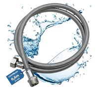 LICHTBLAU manguera de extensión aquastop resistente a doblarse 0,5m 2982 conexión lavadora lavavajillas I Tubo reforzado 3/4 pulgadas recto/recto junta incluida I Tubo de suministro uso universal