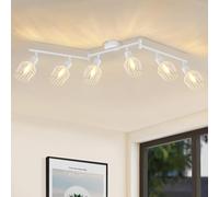 Lichtmaler Lampara Techo Focos Plafon - Aplique Techo 6 Luces Vintage Orientable E14 Focos Rusticos Interior Blanca Forja Industrial Salon Comedor Cocina, Bombilla NO Incluida