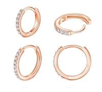 LICHUANUK 2 Pares de Pendientes de Aro de Cartílago Pendientes de Aro Pequeños de Acero Inoxidable Anillos de Labio Nariz oro rosa