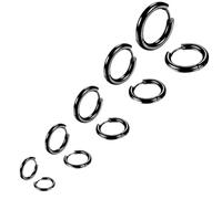 LICHUANUK 4 Pares Pendientes de Aro de Acero Inoxidable Anillos de Labios Nariz Pendientes de Aro Pequeños de Cartílago para Hombre y Mujer (8 mm-16 mm, negro)