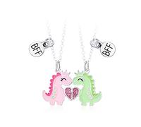 LICHUANUK Collar de la amistad de dinosaurios, 2 collares para mejores amigos, collares BFF a juego, regalos de amistad para mujeres, regalos de cumpleaños para niñas, niños, mujeres