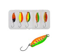 LICHUANUK Fishing Kit Leurres à Truites de Pêche - 5 Pièces Leurres Appâts de Pêche Truite Et Basse - Différentes Multicolore avec Un Seul Crochet Et Boîte de Leurre - pour Truite de Mer Et Perche