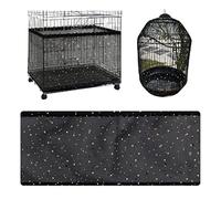 LICHUANUK Jaula para pájaros, atrapassemillas,protección contra el polvo, atrapasueños ajustables,malla de nailon adecuada para jaulas con una circunferencia de 140-220 cm,negro,forma de estrella(L)