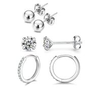 LICHUANUK Pendientes Cartilago Oreja Para Mujer Hombre Plata Oro Negro, 20G Acero Quirurgico Pendientes Hipoalergenicos CZ Huggie Pendientes Aros Pequeños