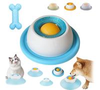 Lick Sphere for Dogs, Dog Lick Sphere Slow Feeder Bowl, Pet Ball Shaped Slowly Interactive Toys for Dogs and Cats, Pet Bowl Easy to Clean,Non-Slip & Splash-Proof (White+Blue)