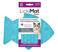 LickiMat Felix - Alimentadores lentos para Gatos en Forma de pez para Reducir el aburrimiento felino y la ansiedad Alimentos, golosinas y reducción de ansiedad, Turquesa