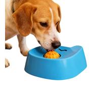 Licking Toy, Silicone Dog Bowl, Rotating Ball Slow Feeder, Medium Pet Puppy Standing Camping, Car Home Outdoor Indoor Yard, Blue Food Grade Texture, Round Suction Base