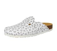 Lico Bioline Clog Print - pantuflas con forro Mujer, Blanco (Weiss/grau), 38 EU
