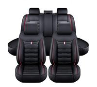 LICOME Fundas Asientos Coche para Citroen C4 5-Seat 2004-2010, Juego Completo Cuero Impermeable Transpirable, Protector Asiento Delantero Trasero Interior Accesorio,A Black Red