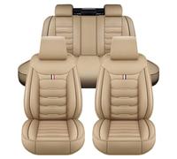 LICOME Fundas Asientos Coche para Jaguar S-Type 2000 2001 2002 2003 2004 2005-2023, Coche Cuero Cubre Asientos Juegos, Cubreasientos Protectores Delanteros y Traseros Impermeable,E Beige