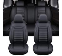 LICOME Fundas Asientos Coche para Jaguar XF (X260) 2016 2017 2018 2019 2020, Coche Cuero Protector de Asiento para Delanteros y Traseros Cómodo Impermeable Transpirable,D Black