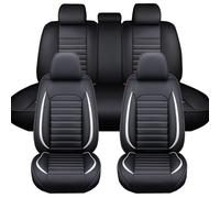 LICOME Fundas de Asientos para Coche para Audi RS4 B8 Avant 2013 2014 2015 2016, Cubre Asientos en Cuero Traspirable e Impermeable, Protectores Delanteros y Traseros,C Black+White