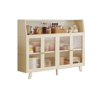 LICONG-2020 Gabinete de vajilla Aparador de Cristal Estilo Retro for Cocina y salón. De pie o for Colgar en la Pared. con Compartimentos almacenaje Cuatro Puertas