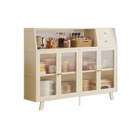 LICONG-2020 Gabinete de vajilla Aparador de Cristal Estilo Retro for Cocina y salón. Unidad almacenaje integrada Cuatro Puertas, pie o for Colgar en la Pared