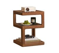 LICONG-2020 Mesa Auxiliar Mesa Auxiliar de Esquina for sofá Minimalista y geométrica Moderna, mesita Noche Madera con Almacenamiento Multicapa(Bruin)