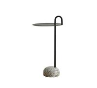 LICONG-2020 Mesa Auxiliar Mesa Auxiliar de sofá Hierro, Mesa Centro Moderna for el hogar, Esquina Piedra, Almacenamiento con asa(Negro)