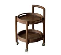 LICONG-2020 Mesa Auxiliar Mesa Auxiliar de sofá Madera con Ruedas, Mesa Redonda pequeña móvil, Estante Almacenamiento Carrito Minimalista Retro(Grande)