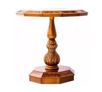 LICONG-2020 Mesa Auxiliar Mesa Auxiliar Vintage de Estilo campestre con esculturas columnas Romanas pintadas a Mano, Acento sofá café dodecagonal