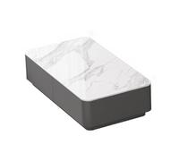 LICONG-2020 Mesa Auxiliar Mesa de Centro Madera Maciza, pequeña Sala Estar, Uso doméstico, Tablero Piedra(Grey)