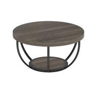 LICONG-2020 Mesa Auxiliar Mesa de Centro Redonda con Estructura Metal for el hogar, Moderna Mesa Auxiliar Madera for sofá