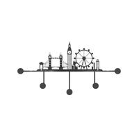 LICONG-2020 Perchero colgante Perchero de pared negro, perchero metálico con 5 ganchos for entrada, baño y dormitorio