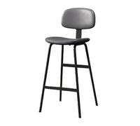 LICONG-2020 Taburetes de Bar Gray Soft Cover Backrest High Stool Iron Restaurant Bar Chair 75cm