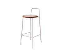 LICONG-2020 Taburetes de Bar Silla de Bar con Respaldo for casa, Restaurante, Exterior, Interior, Hierro, Taburete Alto, Madera, Blanco, 65/75 cm(Medio)