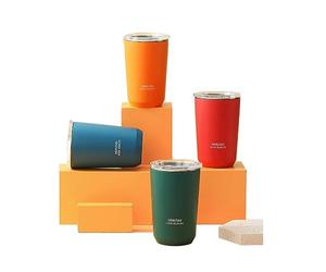 LICONG-2020 Tazas de café Taza de café antideslizante a prueba fugas, taza viaje al vacío, botella agua acero inoxidable doble pared, 1 ud(Orange)