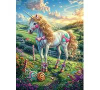 Licorne ARC-en-Ciel Dans le Champ de Fleurs Rompecabezas 1000 Piezas Cartón Grueso para Coleccionistas Mitos Cuento de Hadas Eventos Team Building Relajación Mental Ocio En Casa Reyes