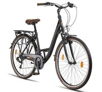 Licorne Bike Bicicleta de Ciudad prémium de 24,26 y 28 Pulgadas, para niños, Hombres y Mujeres, Cambio de 21 velocidades, Bicicleta Holandesa, Violetta, Color Negro